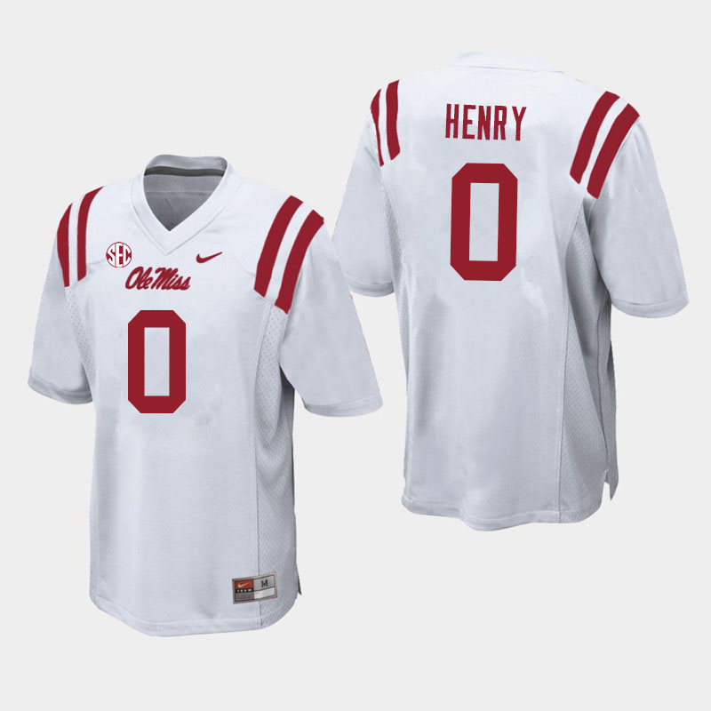 Men #0 Lakia Henry Ole Miss Rebels College Football Jerseys Sale-White - Click Image to Close